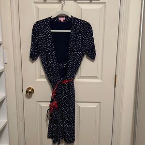 Lilly Pulitzer navy polka dot wrap dress
